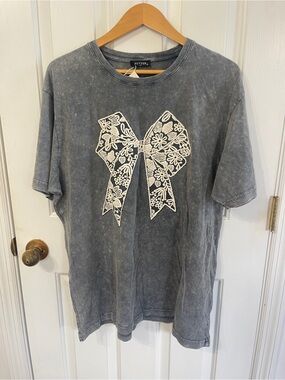 Zutter Tee Shirt Bow Oversized Medium Mineral Wash NWT Cottagecore